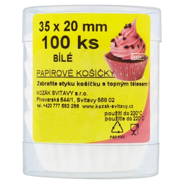 Papírové košíčky bílé 35x20mm 100 ks