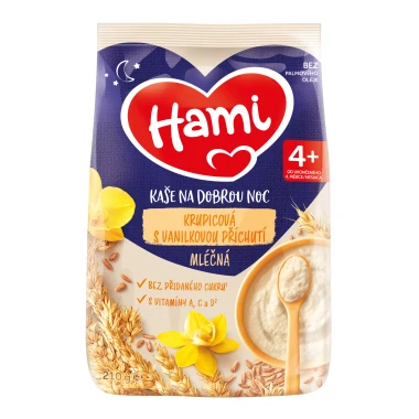 HAMI mléčná kaše krupicová s vanilkovou příchutí na dobrou noc 210g
