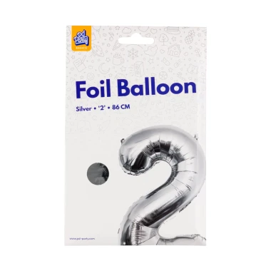 PD Party Fóliový balónek č. 2 stříbrná, 86 cm