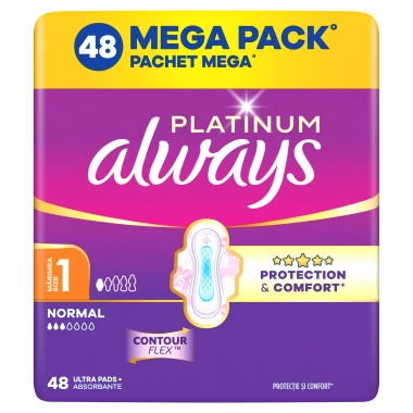 Always Platinum Normal hygienické vložky s křidélky, velikost 1, 48 ks