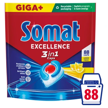Somat Excellence 3in1 Lemon Fresh Kapsle do myčky nádobí 88 ks