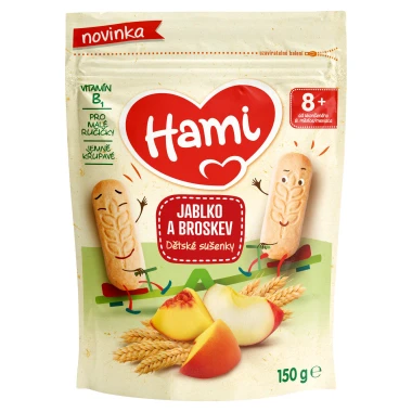 Hami Dětské sušenky Jablko a broskev 8+ 150 g