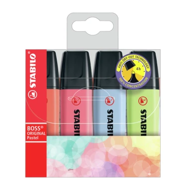 STABILO BOSS ORIGINAL Pastel zvýrazňovač 4 ks