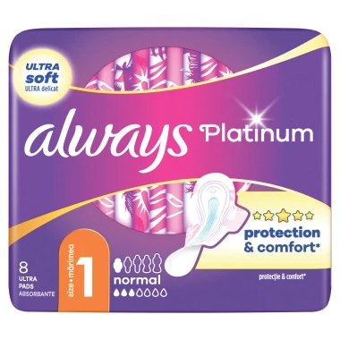 Always Platinum Normal Hygienické vložky s křidélky, vel. 1, 8 ks