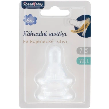 Ideal Baby Savičky silikonové ke kojenecké lahvi 6m+, vel. L, 2 ks