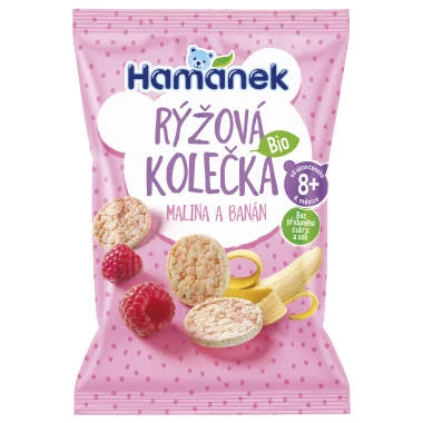 Hamánek BIO Rýžová kolečka malina a banán 8m+ 35 g