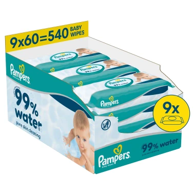 Pampers 99 % vody Dětské čisticí ubrousky 540 ks
