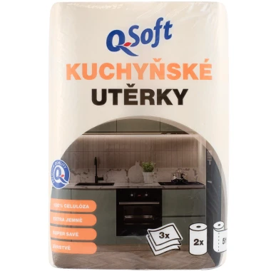 Q-Soft 3-vrstvé kuchyňské utěrky 2 ks