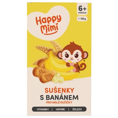 Happy Mimi Sušenky s banánem 6m+ 120 g