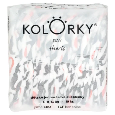 KOLORKY DAY jednorázové eko plenky srdce - L (8-13 kg), 19 ks