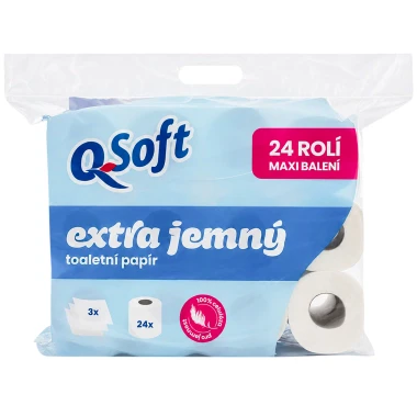 Q-Soft toaletní papír extra jemný 3vrstvý MAXI balení 24 ks