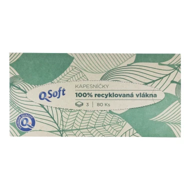 Q-Soft Papírové kapesníčky recyklované 3vrstvé 80 ks