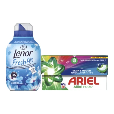 Ariel All-in-1 PODS+ kapsle na praní 30 PD + Lenor Fresh Air aviváž 36 PD