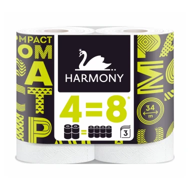 Harmony Toaletní papír 4 = 8 Compact 3vrstvý 4 ks