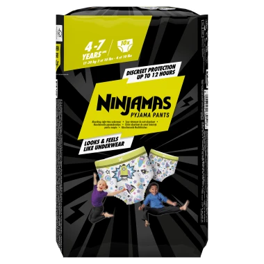 Ninjamas Pyjama Absorpční spodní kalhotky na noc Kosmické lodě, 7 let, 10 ks