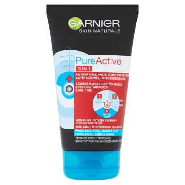 Garnier PureActive 3v1 Maska s aktivním uhlím proti černým tečkám 150 ml