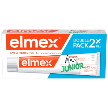 elmex® Junior Dětská zubní pasta pro děti ve věku 6-12 let Duopack 2 x 75 ml