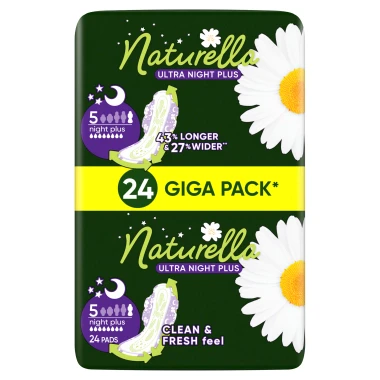 Naturella Ultra Night Plus Hygienické vložky s křidélky, velikost 5, 24 ks