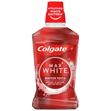 Colgate Max White Whiter Teeth Bělicí ústní voda s fluoridem bez alkoholu 500 ml