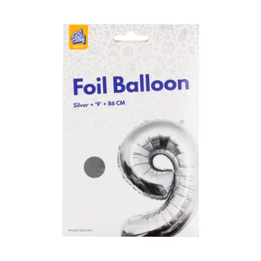 PD Party Fóliový balónek č. 9 stříbrná, 86 cm
