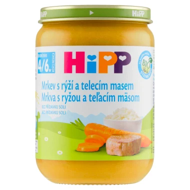 HiPP BIO mrkev s rýží a telecím masem 190 g