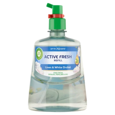 Air Wick Active Fresh náplň na vodní bázi do automatického difuzéru prádlo a bílá orchidej 228 ml