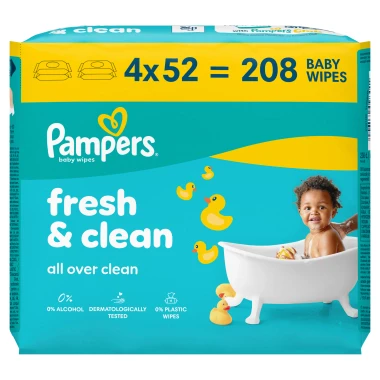 Pampers Fresh Clean Dětské čisticí ubrousky 208 ks