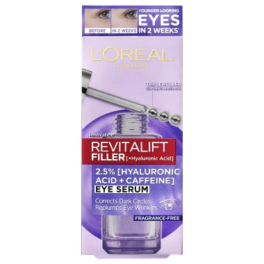 L'Oréal Paris Revitalift Filler oční sérum s 2,5% kyselinou hyaluronovou 20 ml