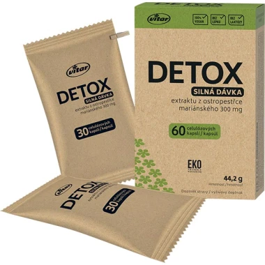 Vitar Detox silná dávka extraktu z ostropestřce mariánského 300 mg 60 kapslí 44,2g
