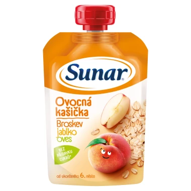 Sunar kašička ovocná kapsička broskev, jablko, ovesné vločky 6m+, 120 g 