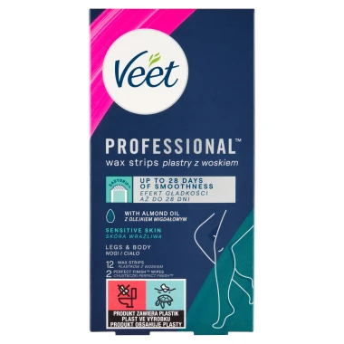 Veet Professional Voskové pásky na nohy a tělo pro citlivou pokožku 12 ks