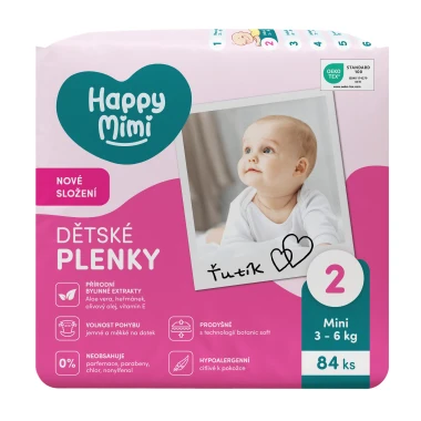 Happy Mimi Dětské plenky JUMBO 2 Mini, 84 ks