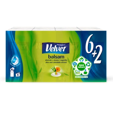 Velvet Hygienické kapesníky 4vrstvé Balsam 8 x 10 ks