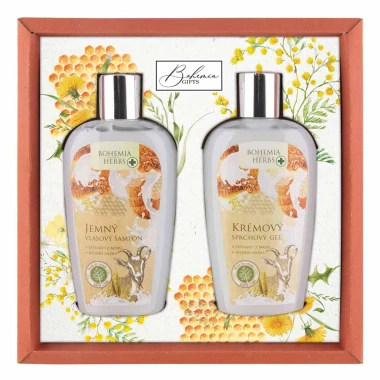 Bohemia Herbs dárkové balení med a kozí mléko sprchový gel 250 ml a vlasový šampon 250 ml