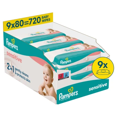 Pampers Sensitive Baby Čisticí ubrousky pro miminko 720 ks
