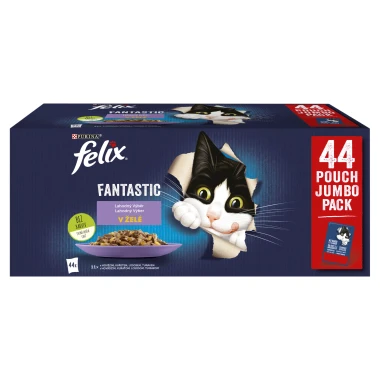 Felix Fantastic kapsičky pro kočky hovězí, kuře, losos, tuňák v želé 44 x 85g