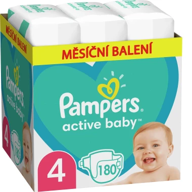 Pampers Active Baby, vel. 4, 180 ks
