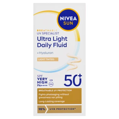 Nivea Sun Ultra Light Daily Fluid Tónovací pleťový krém na opalování světlý odstín OF 50+ 40 ml