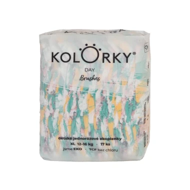 KOLORKY DAY  jednorázové eko plenky štětce - XL (12-16 kg), 17 ks