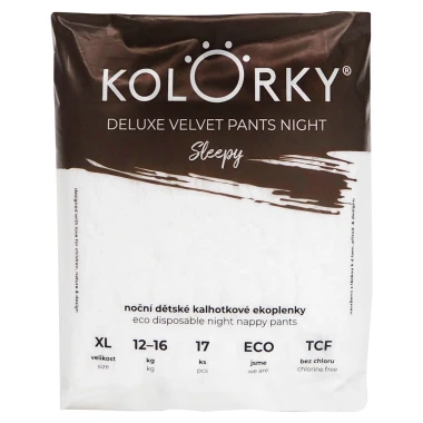 Kolorky Deluxe Velvet Pants Night Sleepy noční dětské kalhotkové ekoplenky XL 12-16 kg 17 ks