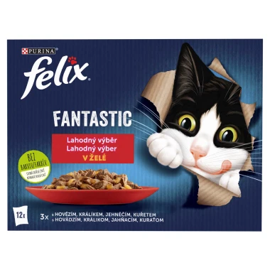 Felix Fantastic kapsičky pro kočky kuře, hovězí, králík, jehněčí v želé 12 x 85g