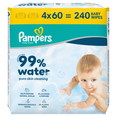 Pampers 99 % vody Dětské čisticí ubrousky 240 ks