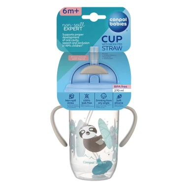 Canpol Babies Nev hrneček se slámkou a závažím šedý 270 ml