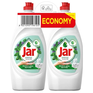 Jar Sensitive Tekutý prostředek na nádobí Tea Tree & Mint 2 x 900 ml