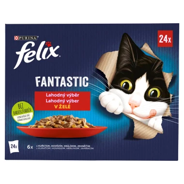 Felix Fantastic kapsičky pro kočky kuře, hovězí, králík, jehněčí v želé 24 x 85g