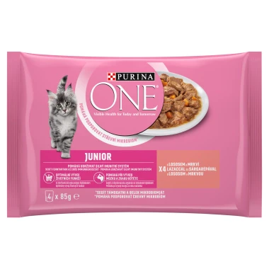 Purina ONE Junior kapsičky pro koťata losos ve šťávě 4 x 85g