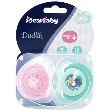 Ideal Baby Dudlíky silikonové 0m+, vel. S, růžový+tyrkysový zelený 2 ks