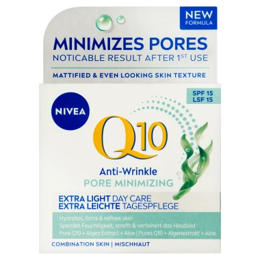 Nivea Q10 Anti-Wrinkle Pore Minimizing Extra lehký denní krém proti vráskám OF 15 50ml