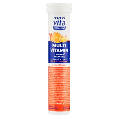 Maxi Vita Vaše Zdraví Multivitamin 11 vitamínů + rakytník příchuť pomeranč 20 šumivých tablet 