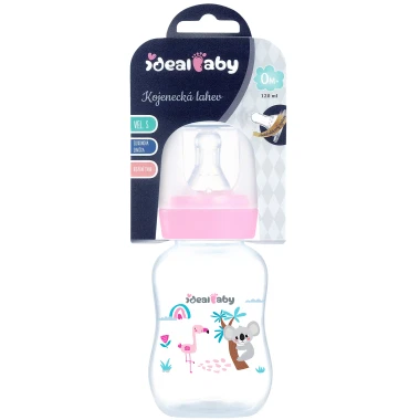 Ideal Baby Kojenecká láhev se silikonovou savičkou 0m+, vel. S, růžová/tmavě růžová 120 ml